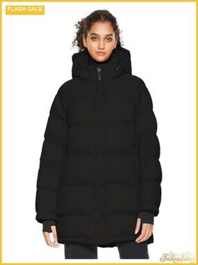 Women's Mid-Length Down Puffer Jacket 90% White Duck Down Quilted Winter Coat